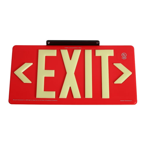 Glo Brite® Exit Sign, Double Sided, Outdoor Use, Photoluminescent, Red